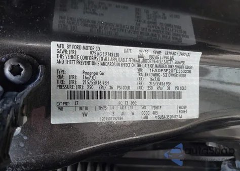 2015 Ford Focus Se from USA, damaged, VIN 1FADP3F2XFL353236